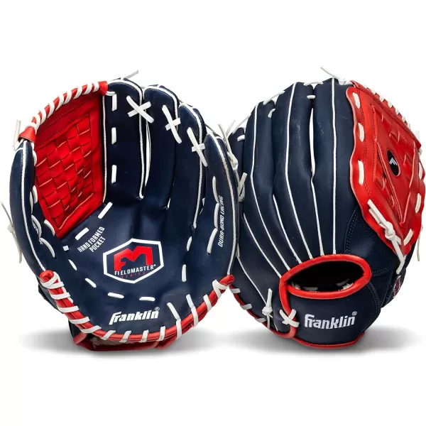 Franklin Sports Baseball  Softball Gloves  Field Master Adult  Youth Baseball  Softball Gloves  Right Hand  Left Hand Gloves  Infield  Outfield Mitts  Multiple Sizes  ColorsRed  White  Blue