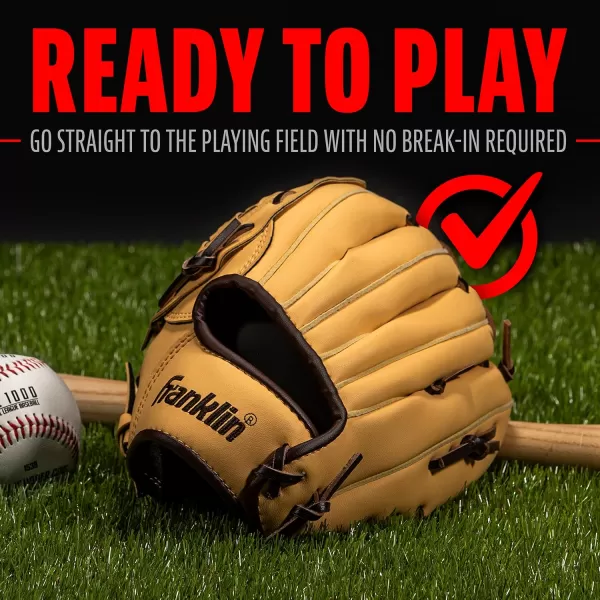 Franklin Sports Baseball  Softball Gloves  Field Master Adult  Youth Baseball  Softball Gloves  Right Hand  Left Hand Gloves  Infield  Outfield Mitts  Multiple Sizes  ColorsCamel