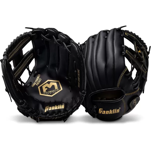 Franklin Sports Baseball  Softball Gloves  Field Master Adult  Youth Baseball  Softball Gloves  Right Hand  Left Hand Gloves  Infield  Outfield Mitts  Multiple Sizes  ColorsBlackGold