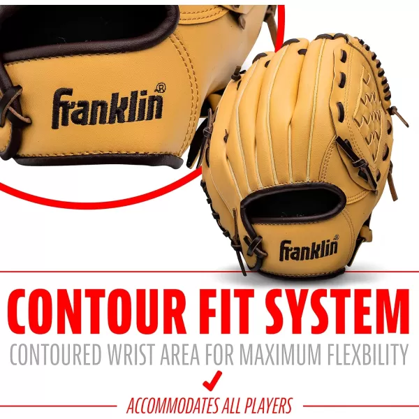 Franklin Sports Baseball  Softball Gloves  Field Master Adult  Youth Baseball  Softball Gloves  Right Hand  Left Hand Gloves  Infield  Outfield Mitts  Multiple Sizes  ColorsCamel
