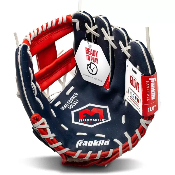 Franklin Sports Baseball  Softball Gloves  Field Master Adult  Youth Baseball  Softball Gloves  Right Hand  Left Hand Gloves  Infield  Outfield Mitts  Multiple Sizes  ColorsRed  White  Blue