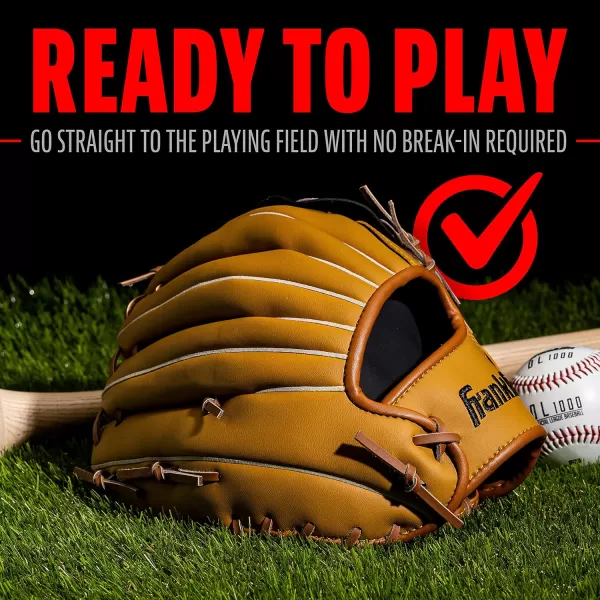 Franklin Sports Baseball  Softball Gloves  Field Master Adult  Youth Baseball  Softball Gloves  Right Hand  Left Hand Gloves  Infield  Outfield Mitts  Multiple Sizes  ColorsTan