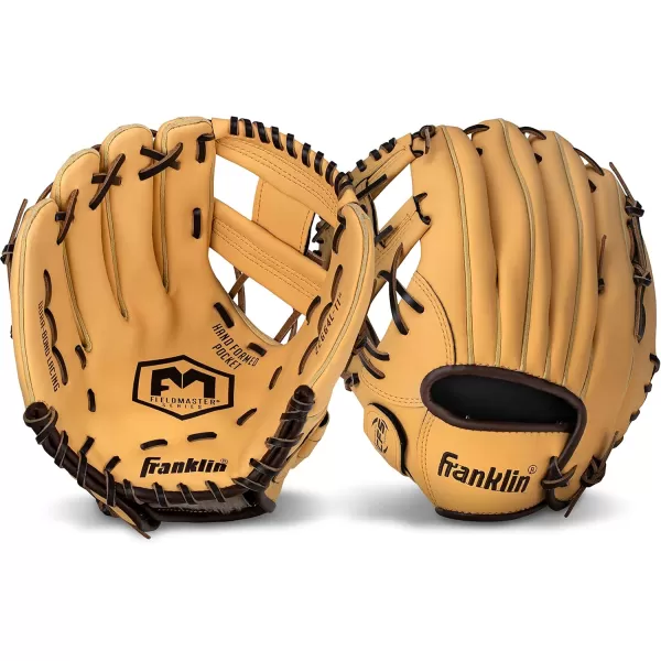 Franklin Sports Baseball  Softball Gloves  Field Master Adult  Youth Baseball  Softball Gloves  Right Hand  Left Hand Gloves  Infield  Outfield Mitts  Multiple Sizes  ColorsCamel