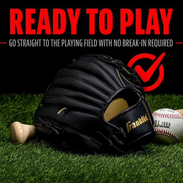 Franklin Sports Baseball  Softball Gloves  Field Master Adult  Youth Baseball  Softball Gloves  Right Hand  Left Hand Gloves  Infield  Outfield Mitts  Multiple Sizes  ColorsBlackGold