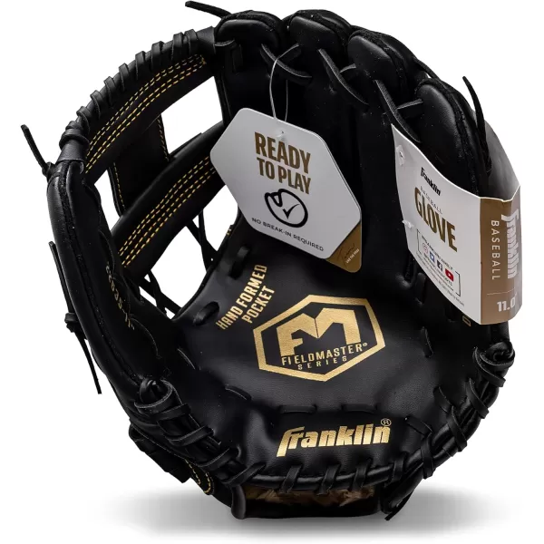 Franklin Sports Baseball  Softball Gloves  Field Master Adult  Youth Baseball  Softball Gloves  Right Hand  Left Hand Gloves  Infield  Outfield Mitts  Multiple Sizes  ColorsBlackGold