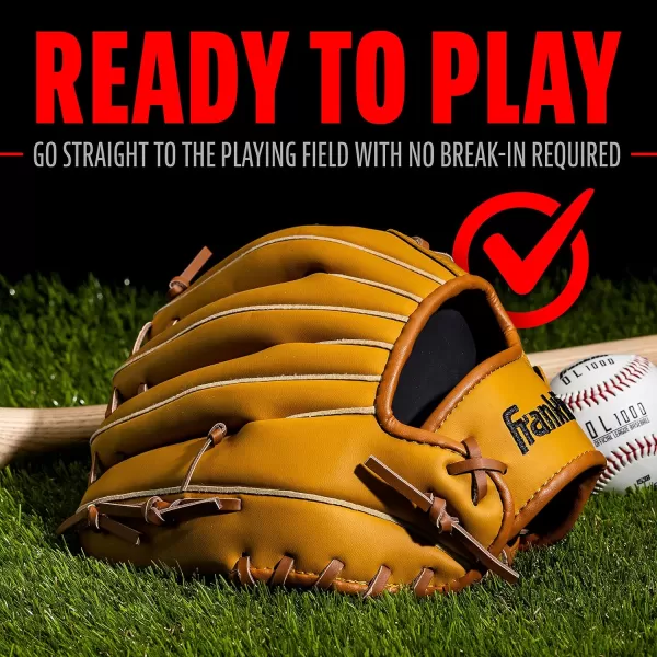 Franklin Sports Baseball  Softball Gloves  Field Master Adult  Youth Baseball  Softball Gloves  Right Hand  Left Hand Gloves  Infield  Outfield Mitts  Multiple Sizes  ColorsTan