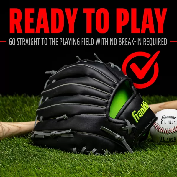Franklin Sports Baseball  Softball Gloves  Field Master Adult  Youth Baseball  Softball Gloves  Right Hand  Left Hand Gloves  Infield  Outfield Mitts  Multiple Sizes  ColorsBlack