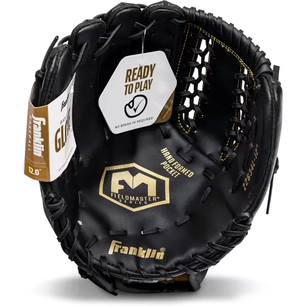 Franklin Sports Baseball  Softball Gloves  Field Master Adult  Youth Baseball  Softball Gloves  Right Hand  Left Hand Gloves  Infield  Outfield Mitts  Multiple Sizes  ColorsBlackGold