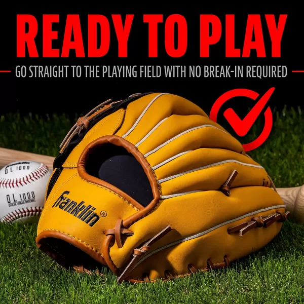 Franklin Sports Baseball  Softball Gloves  Field Master Adult  Youth Baseball  Softball Gloves  Right Hand  Left Hand Gloves  Infield  Outfield Mitts  Multiple Sizes  ColorsTan