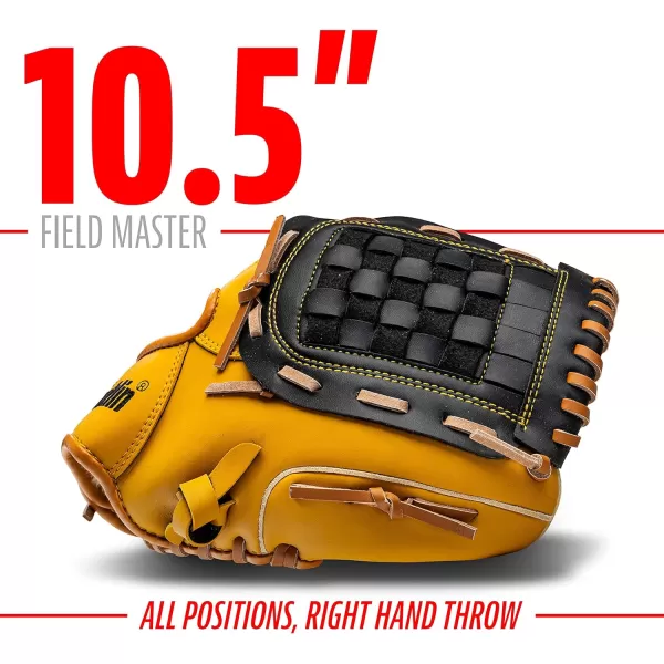 Franklin Sports Baseball  Softball Gloves  Field Master Adult  Youth Baseball  Softball Gloves  Right Hand  Left Hand Gloves  Infield  Outfield Mitts  Multiple Sizes  ColorsTan
