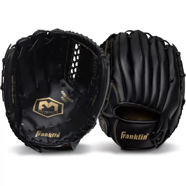 Franklin Sports Baseball  Softball Gloves  Field Master Adult  Youth Baseball  Softball Gloves  Right Hand  Left Hand Gloves  Infield  Outfield Mitts  Multiple Sizes  ColorsBlackGold