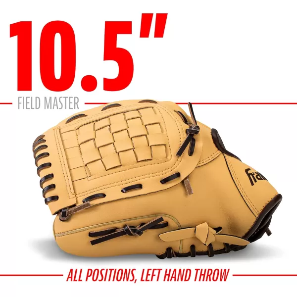 Franklin Sports Baseball  Softball Gloves  Field Master Adult  Youth Baseball  Softball Gloves  Right Hand  Left Hand Gloves  Infield  Outfield Mitts  Multiple Sizes  ColorsCamel
