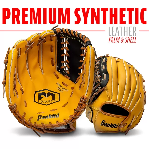 Franklin Sports Baseball  Softball Gloves  Field Master Adult  Youth Baseball  Softball Gloves  Right Hand  Left Hand Gloves  Infield  Outfield Mitts  Multiple Sizes  ColorsTan