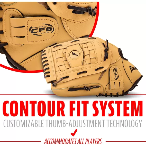 Franklin Sports Baseball  Softball Gloves  Field Master Adult  Youth Baseball  Softball Gloves  Right Hand  Left Hand Gloves  Infield  Outfield Mitts  Multiple Sizes  ColorsCamel