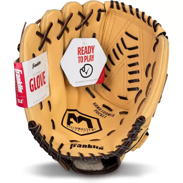 Franklin Sports Baseball  Softball Gloves  Field Master Adult  Youth Baseball  Softball Gloves  Right Hand  Left Hand Gloves  Infield  Outfield Mitts  Multiple Sizes  ColorsCamel
