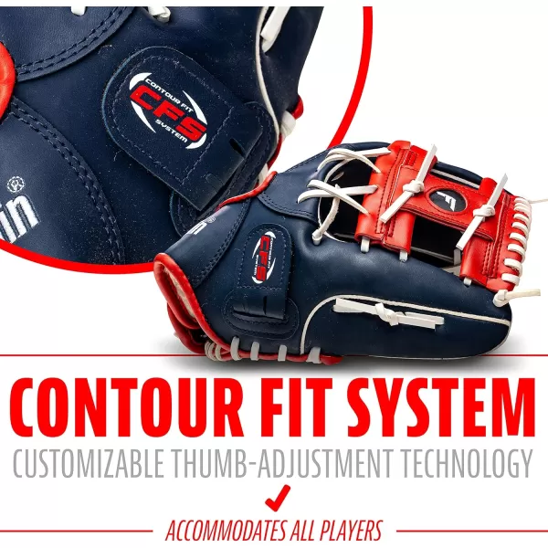Franklin Sports Baseball  Softball Gloves  Field Master Adult  Youth Baseball  Softball Gloves  Right Hand  Left Hand Gloves  Infield  Outfield Mitts  Multiple Sizes  ColorsRed  White  Blue