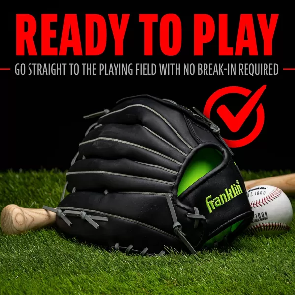 Franklin Sports Baseball  Softball Gloves  Field Master Adult  Youth Baseball  Softball Gloves  Right Hand  Left Hand Gloves  Infield  Outfield Mitts  Multiple Sizes  ColorsBlack