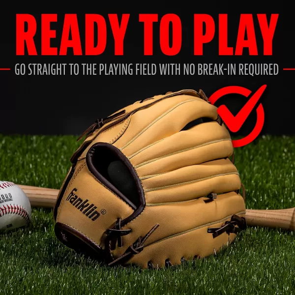 Franklin Sports Baseball  Softball Gloves  Field Master Adult  Youth Baseball  Softball Gloves  Right Hand  Left Hand Gloves  Infield  Outfield Mitts  Multiple Sizes  ColorsCamel