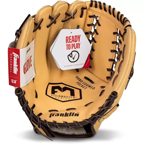 Franklin Sports Baseball  Softball Gloves  Field Master Adult  Youth Baseball  Softball Gloves  Right Hand  Left Hand Gloves  Infield  Outfield Mitts  Multiple Sizes  ColorsCamel