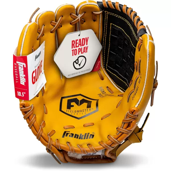 Franklin Sports Baseball  Softball Gloves  Field Master Adult  Youth Baseball  Softball Gloves  Right Hand  Left Hand Gloves  Infield  Outfield Mitts  Multiple Sizes  ColorsTan
