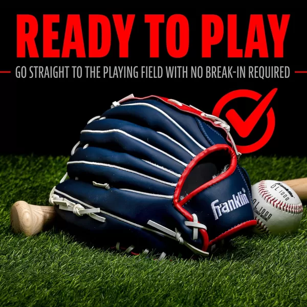 Franklin Sports Baseball  Softball Gloves  Field Master Adult  Youth Baseball  Softball Gloves  Right Hand  Left Hand Gloves  Infield  Outfield Mitts  Multiple Sizes  ColorsRed  White  Blue