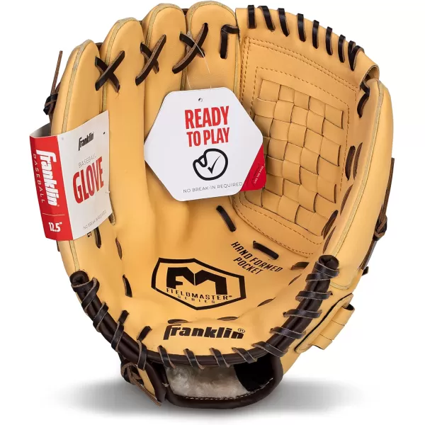 Franklin Sports Baseball  Softball Gloves  Field Master Adult  Youth Baseball  Softball Gloves  Right Hand  Left Hand Gloves  Infield  Outfield Mitts  Multiple Sizes  ColorsCamel