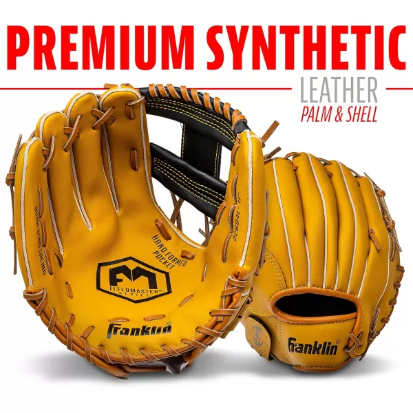 Franklin Sports Baseball  Softball Gloves  Field Master Adult  Youth Baseball  Softball Gloves  Right Hand  Left Hand Gloves  Infield  Outfield Mitts  Multiple Sizes  ColorsTan