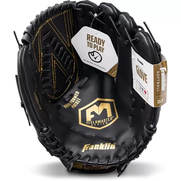 Franklin Sports Baseball  Softball Gloves  Field Master Adult  Youth Baseball  Softball Gloves  Right Hand  Left Hand Gloves  Infield  Outfield Mitts  Multiple Sizes  ColorsBlackGold