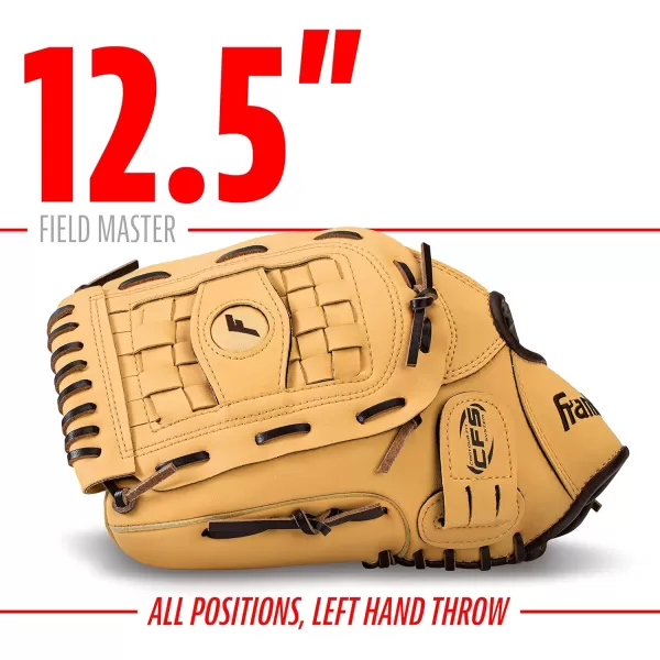 Franklin Sports Baseball  Softball Gloves  Field Master Adult  Youth Baseball  Softball Gloves  Right Hand  Left Hand Gloves  Infield  Outfield Mitts  Multiple Sizes  ColorsCamel