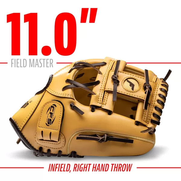 Franklin Sports Baseball  Softball Gloves  Field Master Adult  Youth Baseball  Softball Gloves  Right Hand  Left Hand Gloves  Infield  Outfield Mitts  Multiple Sizes  ColorsCamel