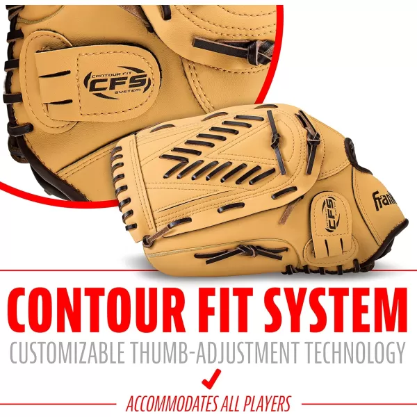 Franklin Sports Baseball  Softball Gloves  Field Master Adult  Youth Baseball  Softball Gloves  Right Hand  Left Hand Gloves  Infield  Outfield Mitts  Multiple Sizes  ColorsCamel