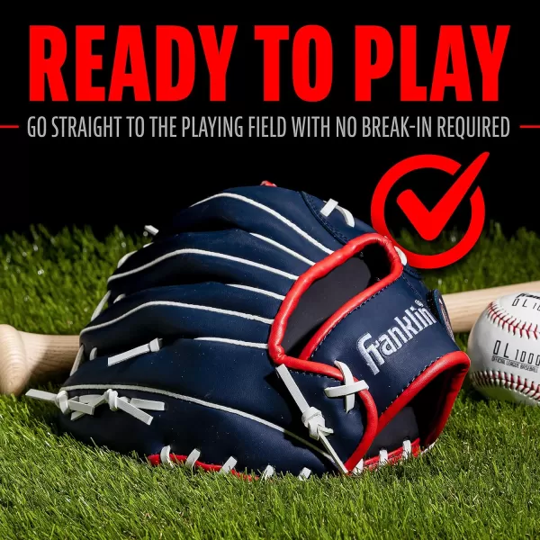 Franklin Sports Baseball  Softball Gloves  Field Master Adult  Youth Baseball  Softball Gloves  Right Hand  Left Hand Gloves  Infield  Outfield Mitts  Multiple Sizes  ColorsRed  White  Blue