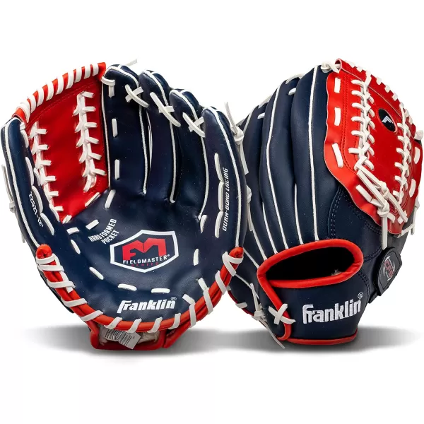Franklin Sports Baseball  Softball Gloves  Field Master Adult  Youth Baseball  Softball Gloves  Right Hand  Left Hand Gloves  Infield  Outfield Mitts  Multiple Sizes  ColorsRed  White  Blue