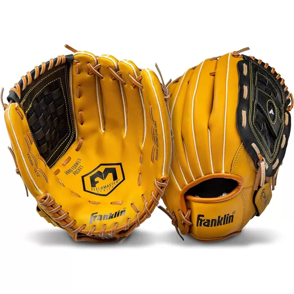 Franklin Sports Baseball  Softball Gloves  Field Master Adult  Youth Baseball  Softball Gloves  Right Hand  Left Hand Gloves  Infield  Outfield Mitts  Multiple Sizes  ColorsTan