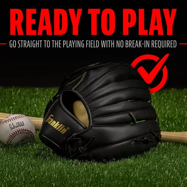 Franklin Sports Baseball  Softball Gloves  Field Master Adult  Youth Baseball  Softball Gloves  Right Hand  Left Hand Gloves  Infield  Outfield Mitts  Multiple Sizes  ColorsBlackGold
