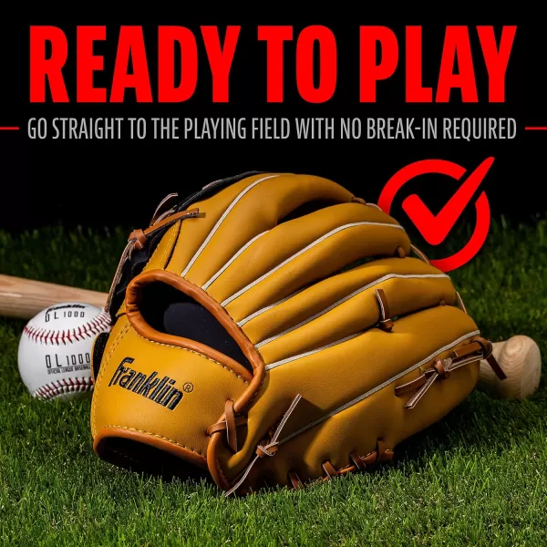 Franklin Sports Baseball  Softball Gloves  Field Master Adult  Youth Baseball  Softball Gloves  Right Hand  Left Hand Gloves  Infield  Outfield Mitts  Multiple Sizes  ColorsTan