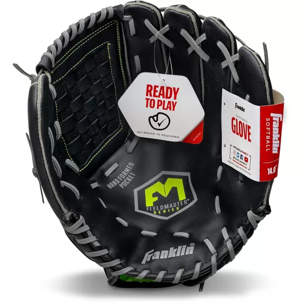 Franklin Sports Baseball  Softball Gloves  Field Master Adult  Youth Baseball  Softball Gloves  Right Hand  Left Hand Gloves  Infield  Outfield Mitts  Multiple Sizes  ColorsBlack