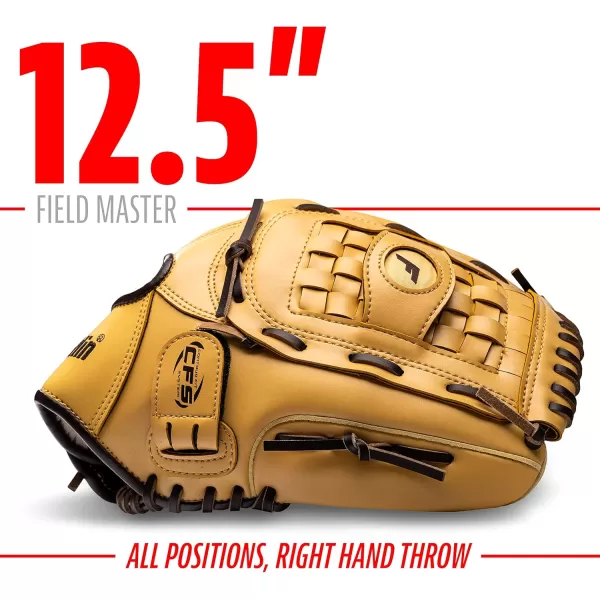 Franklin Sports Baseball  Softball Gloves  Field Master Adult  Youth Baseball  Softball Gloves  Right Hand  Left Hand Gloves  Infield  Outfield Mitts  Multiple Sizes  ColorsCamel