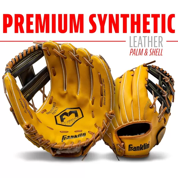 Franklin Sports Baseball  Softball Gloves  Field Master Adult  Youth Baseball  Softball Gloves  Right Hand  Left Hand Gloves  Infield  Outfield Mitts  Multiple Sizes  ColorsTan
