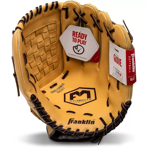 Franklin Sports Baseball  Softball Gloves  Field Master Adult  Youth Baseball  Softball Gloves  Right Hand  Left Hand Gloves  Infield  Outfield Mitts  Multiple Sizes  ColorsCamel