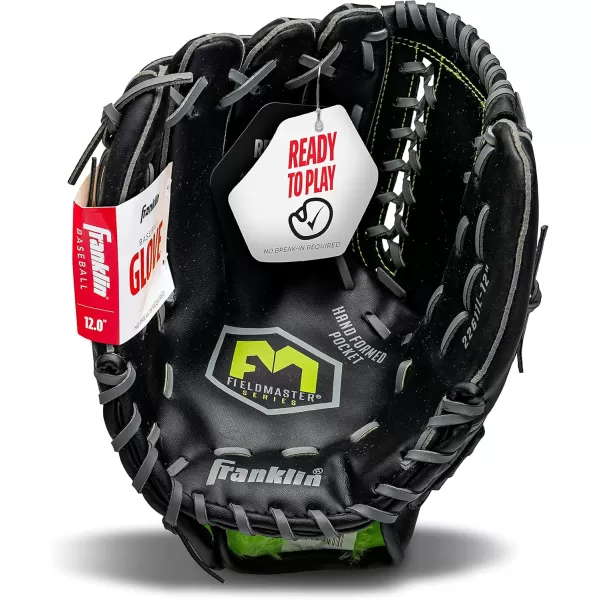 Franklin Sports Baseball  Softball Gloves  Field Master Adult  Youth Baseball  Softball Gloves  Right Hand  Left Hand Gloves  Infield  Outfield Mitts  Multiple Sizes  ColorsBlack