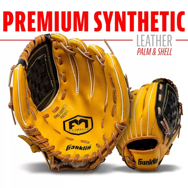 Franklin Sports Baseball  Softball Gloves  Field Master Adult  Youth Baseball  Softball Gloves  Right Hand  Left Hand Gloves  Infield  Outfield Mitts  Multiple Sizes  ColorsTan
