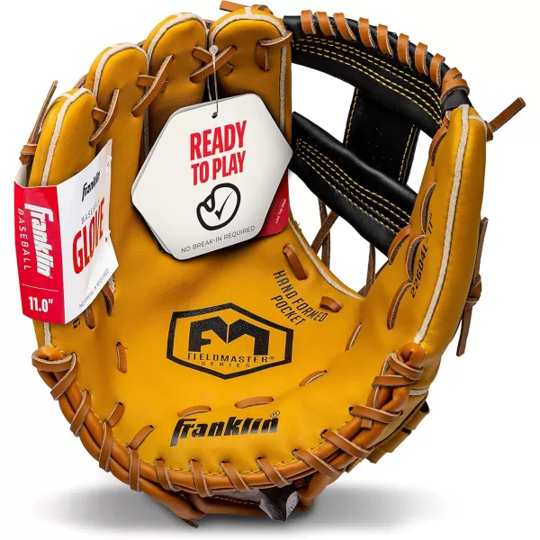 Franklin Sports Baseball  Softball Gloves  Field Master Adult  Youth Baseball  Softball Gloves  Right Hand  Left Hand Gloves  Infield  Outfield Mitts  Multiple Sizes  ColorsTan