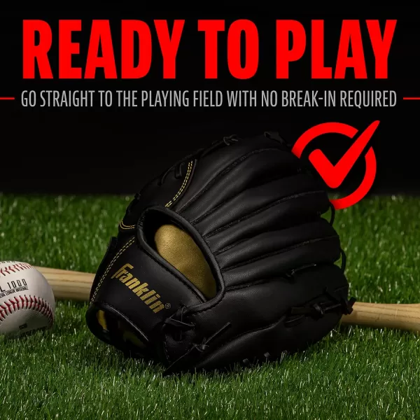 Franklin Sports Baseball  Softball Gloves  Field Master Adult  Youth Baseball  Softball Gloves  Right Hand  Left Hand Gloves  Infield  Outfield Mitts  Multiple Sizes  ColorsBlackGold