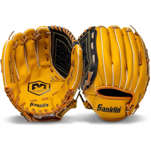 Franklin Sports Baseball  Softball Gloves  Field Master Adult  Youth Baseball  Softball Gloves  Right Hand  Left Hand Gloves  Infield  Outfield Mitts  Multiple Sizes  ColorsTan