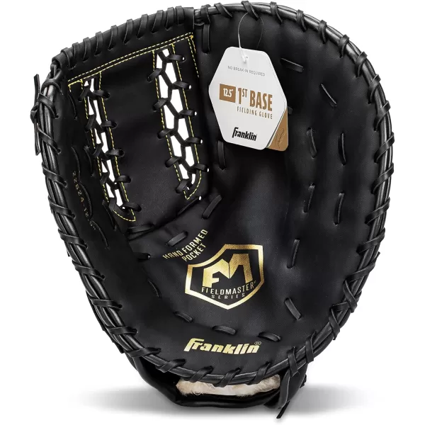 Franklin Sports Baseball  Softball Gloves  Field Master Adult  Youth Baseball  Softball Gloves  Right Hand  Left Hand Gloves  Infield  Outfield Mitts  Multiple Sizes  ColorsBlackGold