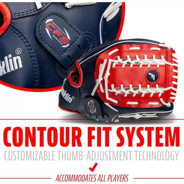 Franklin Sports Baseball  Softball Gloves  Field Master Adult  Youth Baseball  Softball Gloves  Right Hand  Left Hand Gloves  Infield  Outfield Mitts  Multiple Sizes  ColorsRed  White  Blue