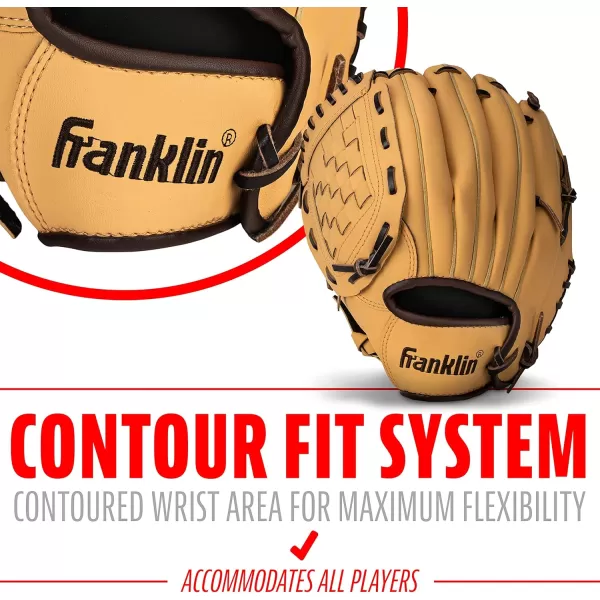 Franklin Sports Baseball  Softball Gloves  Field Master Adult  Youth Baseball  Softball Gloves  Right Hand  Left Hand Gloves  Infield  Outfield Mitts  Multiple Sizes  ColorsCamel