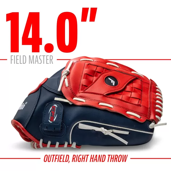 Franklin Sports Baseball  Softball Gloves  Field Master Adult  Youth Baseball  Softball Gloves  Right Hand  Left Hand Gloves  Infield  Outfield Mitts  Multiple Sizes  ColorsRed  White  Blue