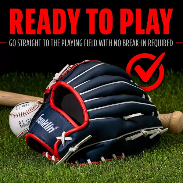 Franklin Sports Baseball  Softball Gloves  Field Master Adult  Youth Baseball  Softball Gloves  Right Hand  Left Hand Gloves  Infield  Outfield Mitts  Multiple Sizes  ColorsRed  White  Blue